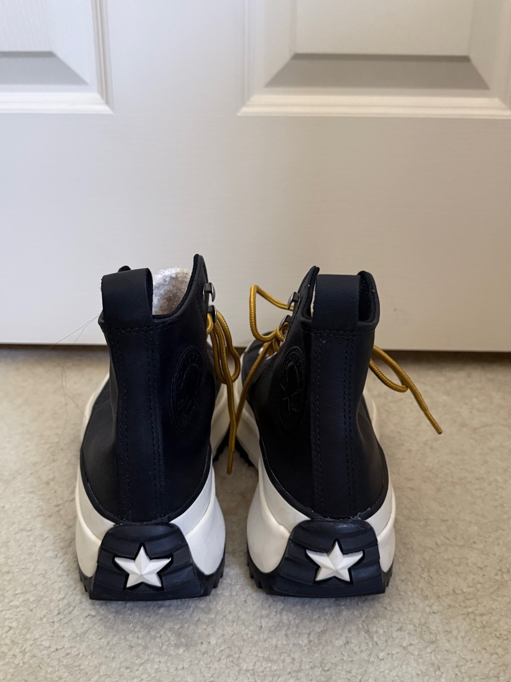 Converse Black and White Lace-Up Women's Boots with Gold Laces - Picture 3 of 9